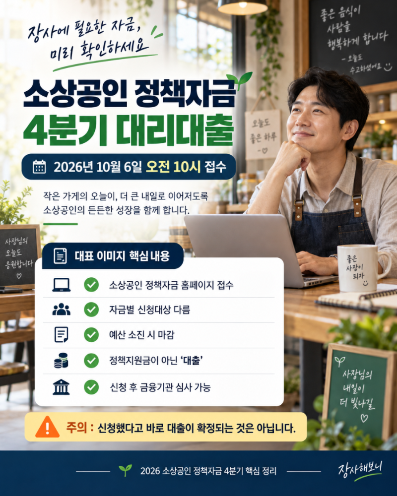 소상공인 정책자금 4분기 10월 6일 접수｜대리대출 신청 전 확인할 것