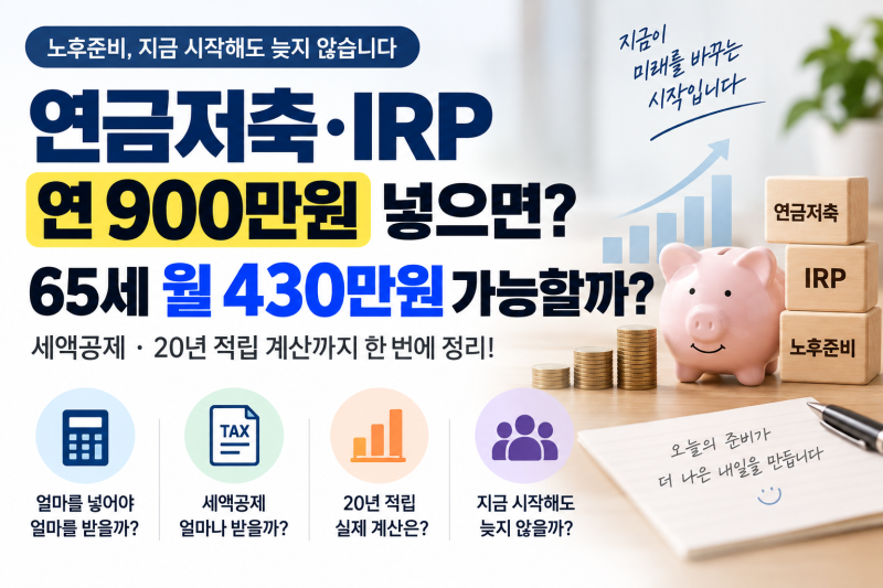 연금저축 IRP 연 900만원 넣으면 65세에 월 430만원? 세액공제부터 실제 계산까지