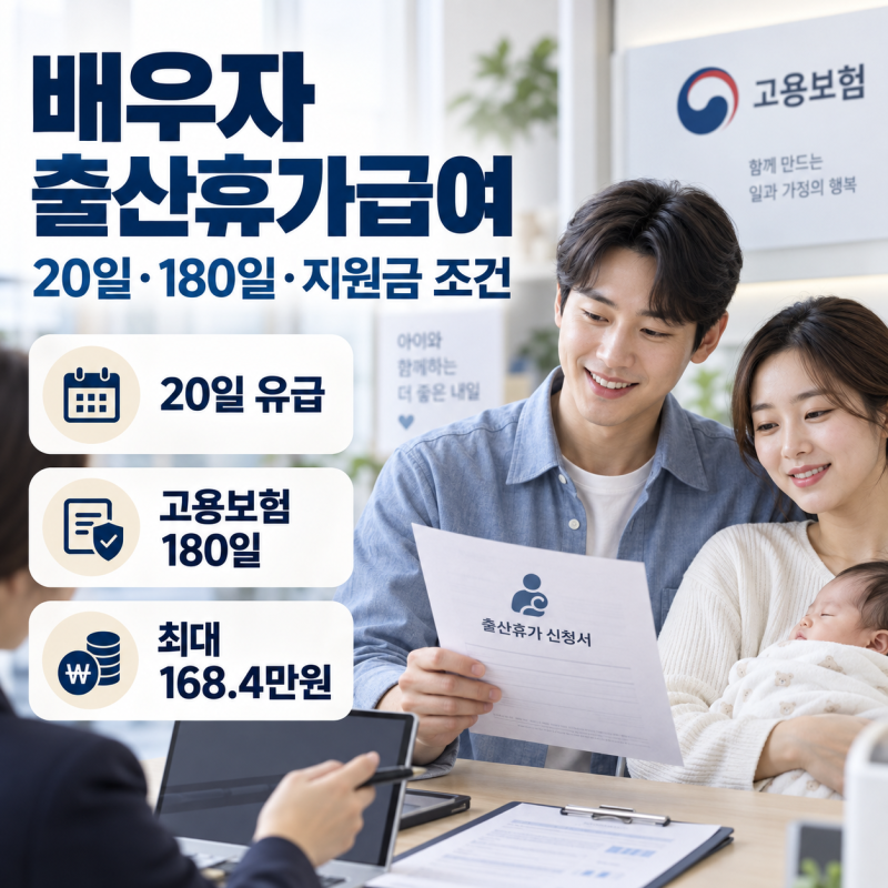 배우자 출산휴가 급여 얼마 받을까?｜고용보험 180일·지원금 조건