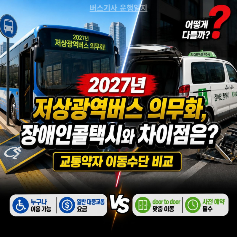 2027년 광역버스 저상버스 의무화, 장애인콜택시와 차이점은? 교통약자 이동수단 비교
