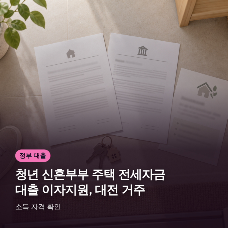 청년 신혼부부 주택 전세자금 대출 이자지원, 대전 거주·소득 자격 확인