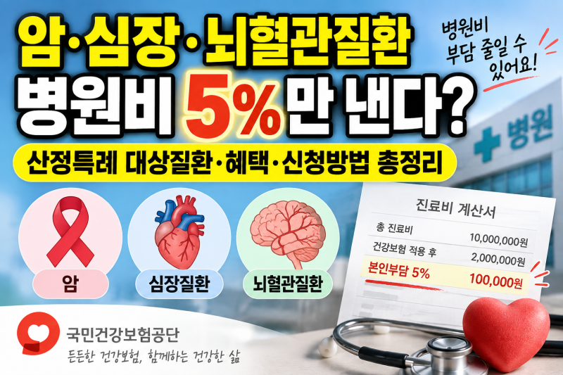암·심장·뇌혈관 병원비 5%만 낸다! 산정특례 대상자 조회·대상질환·신청방법 총정리