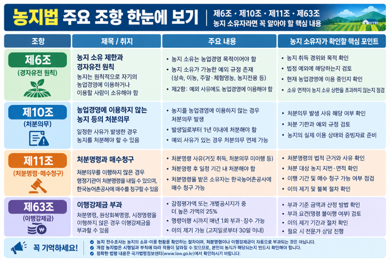 "개정 농지법 총정리 전수조사"·처분명령·이행강제금/ 내 논,밭은 어떻게 되나?