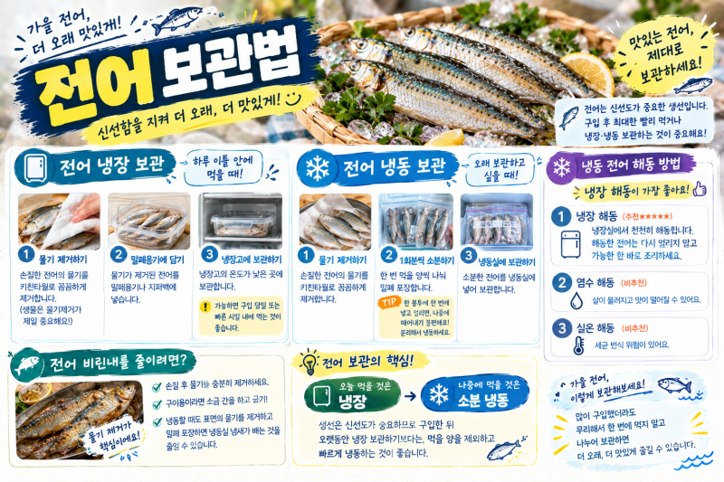 전어 보관법｜냉장·냉동 보관기간과 비린내 줄이는 방법