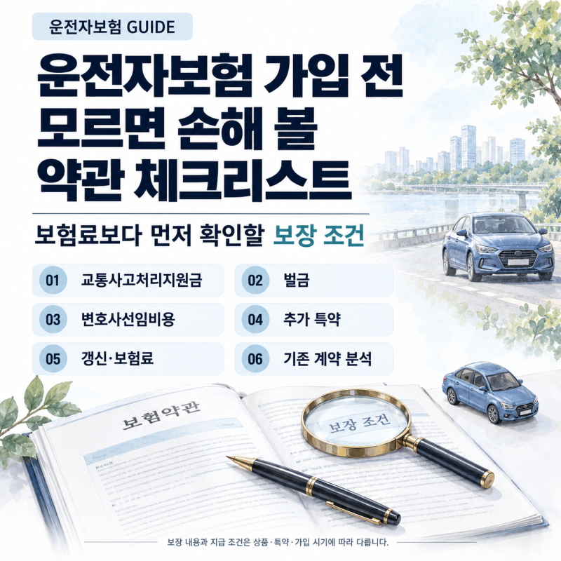 운전자보험 가입 전 모르면 손해 볼 약관 체크리스트