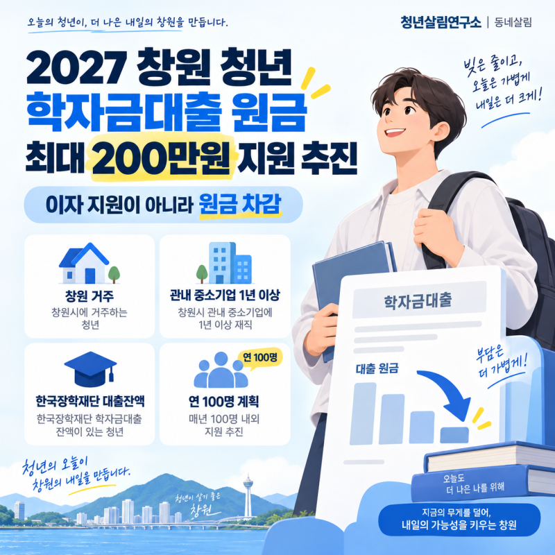 학자금 이자가 아니라 원금을 갚아준다｜2027 창원 청년 최대 200만원 추진