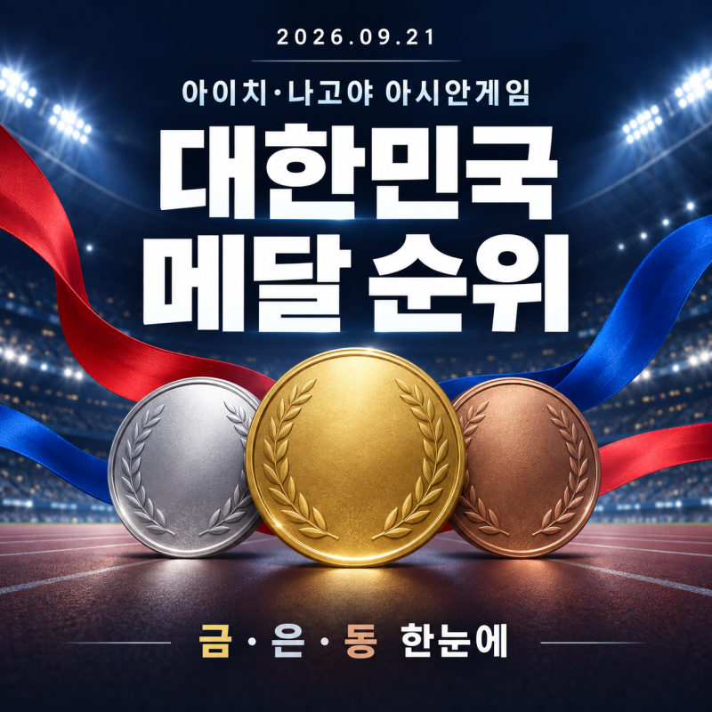2026년 9월 21일 아시안게임 대한민국 메달 순위｜금 4·은 3·동 9, 오후 3시 기준