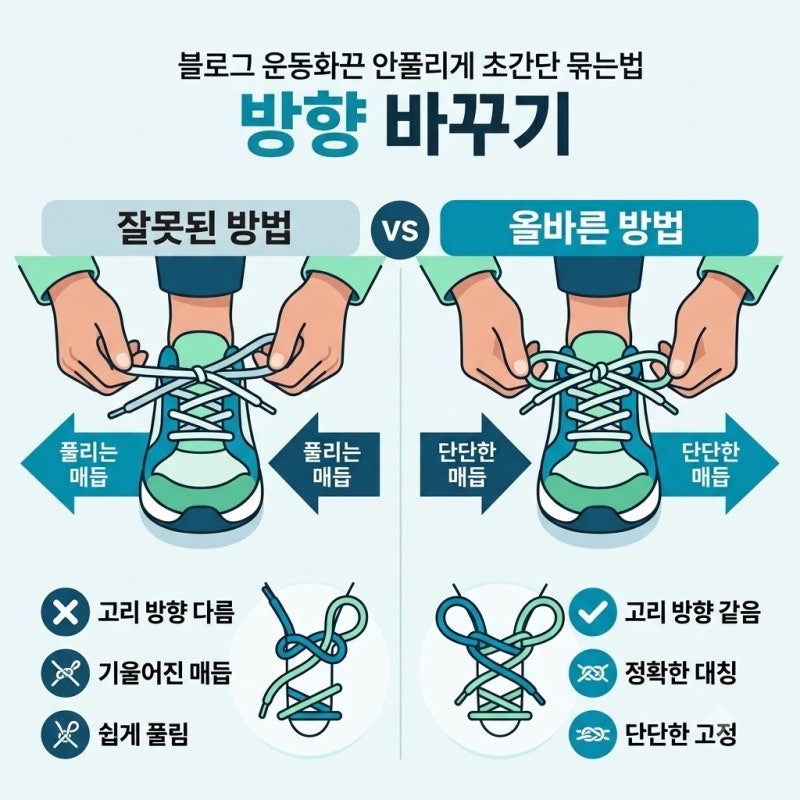 운동화끈 안풀리게 초간단/튼튼하게 묶는 두가지 매듭법