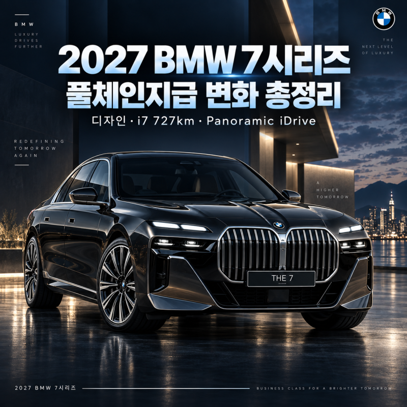 2027 BMW 7시리즈 풀체인지급 변화｜디자인·i7 727km·파노라믹 iDrive 총정리
