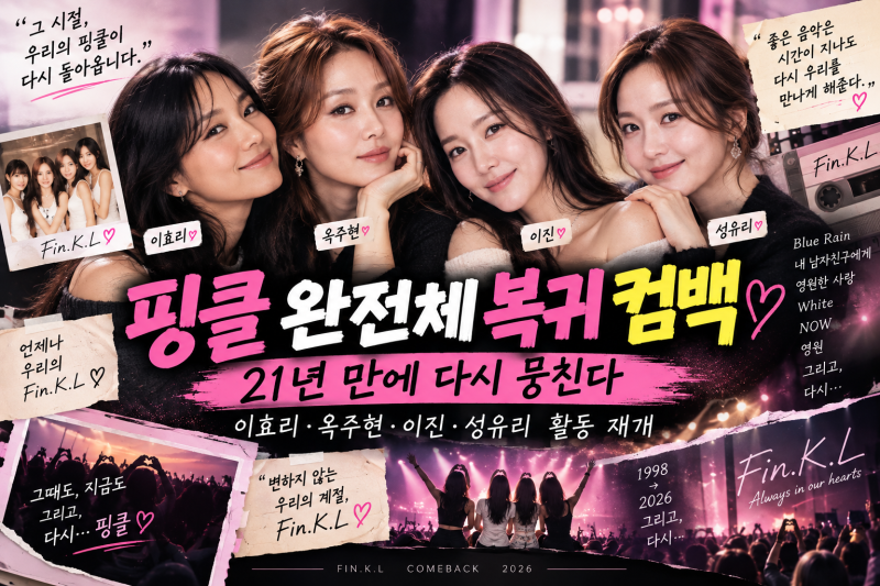 핑클 완전체 복귀 컴백, 21년 만에 다시 뭉친다｜이효리·옥주현·이진·성유리 활동 재개