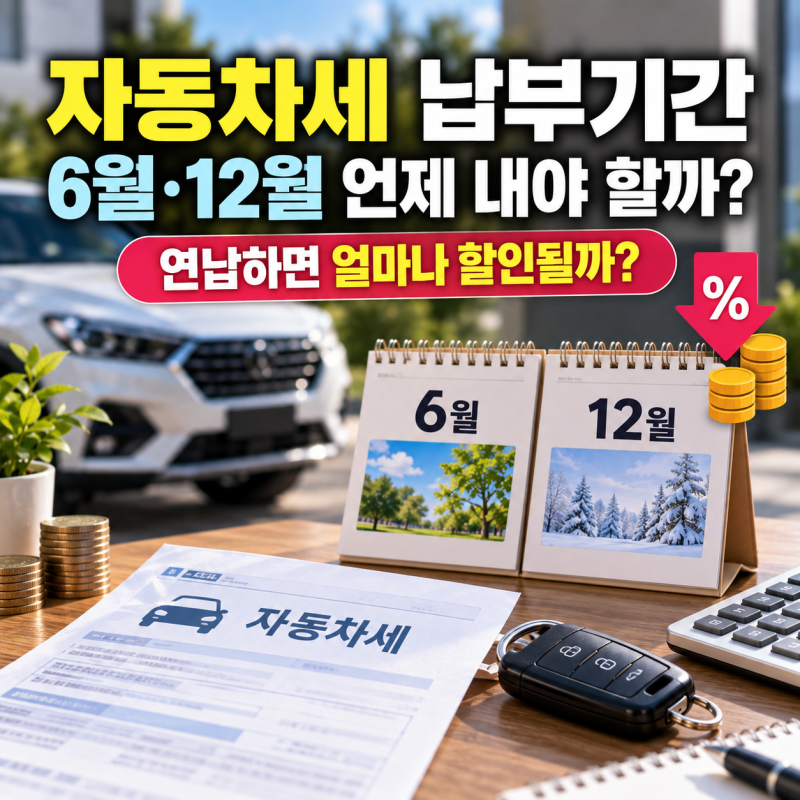 자동차세 납부기간, 6월·12월 언제 내야 할까? 연납하면 얼마나 할인될까?
