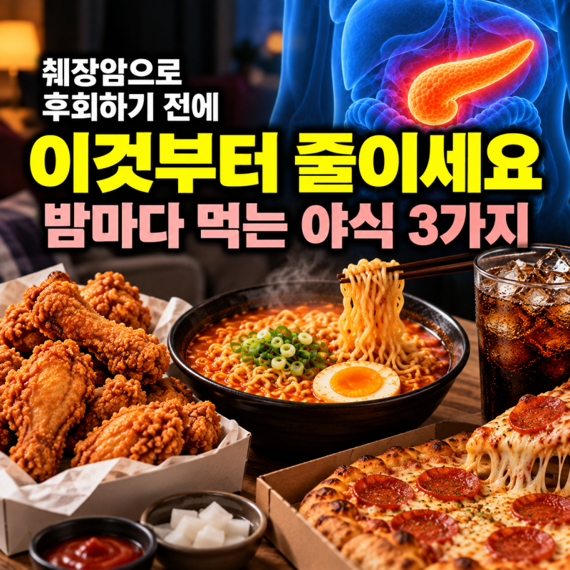 “췌장암으로 후회하기 전에 이것부터 줄이세요” 밤마다 먹는 야식 3가지
