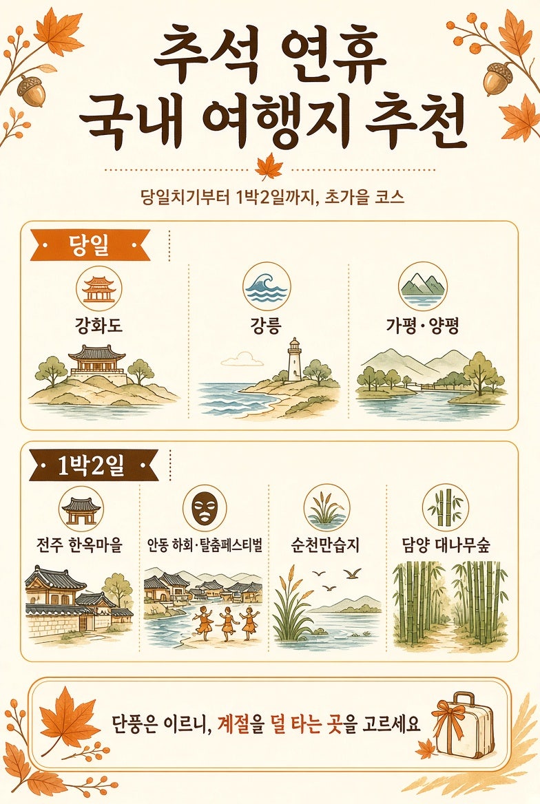 추석 연휴 국내 여행지 추천