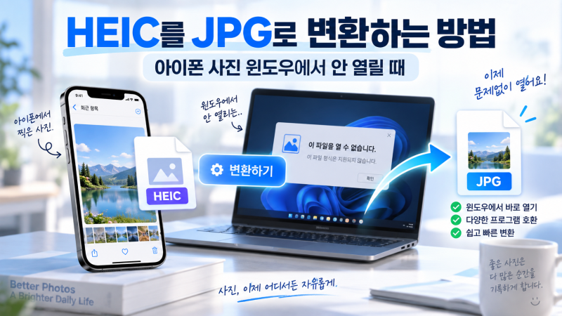 HEIC를 JPG로 변환하는 방법｜아이폰 사진 윈도우에서 안 열릴 때