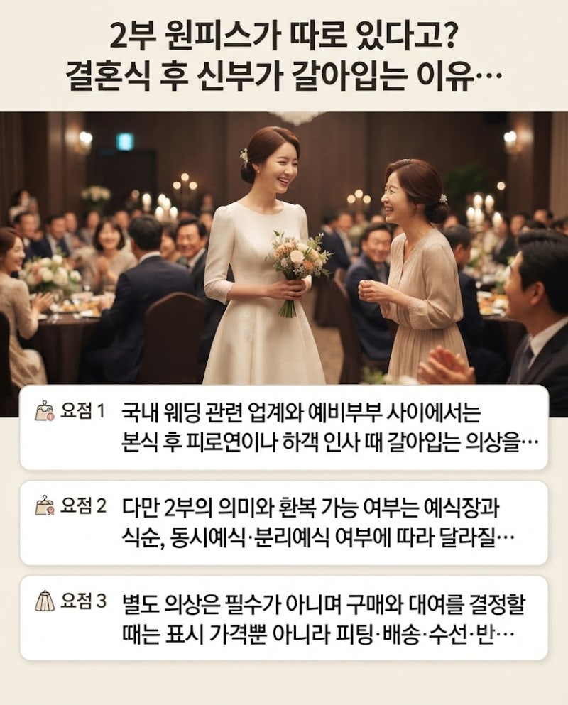 2부 원피스가 따로 있다고? 결혼식 후 신부가 갈아입는 이유와 고르는 법