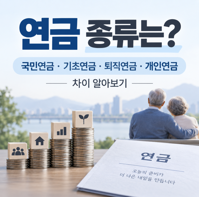 연금 종류는? 국민연금 기초연금 퇴직연금 개인연금 차이 알아보기