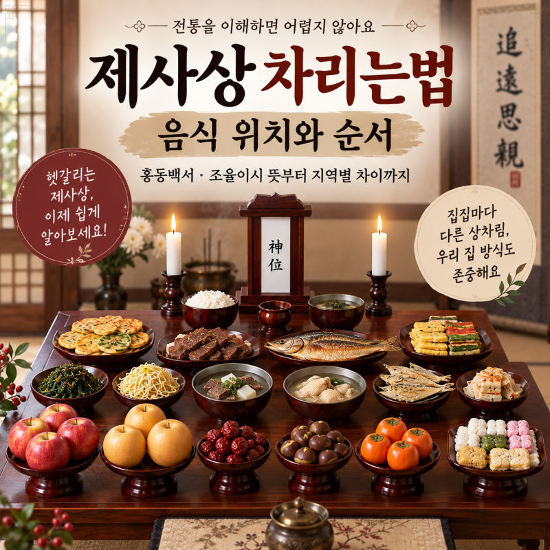 제사상차리는법 음식 위치와 순서｜홍동백서 조율이시 뜻부터 지역별 차이까지
