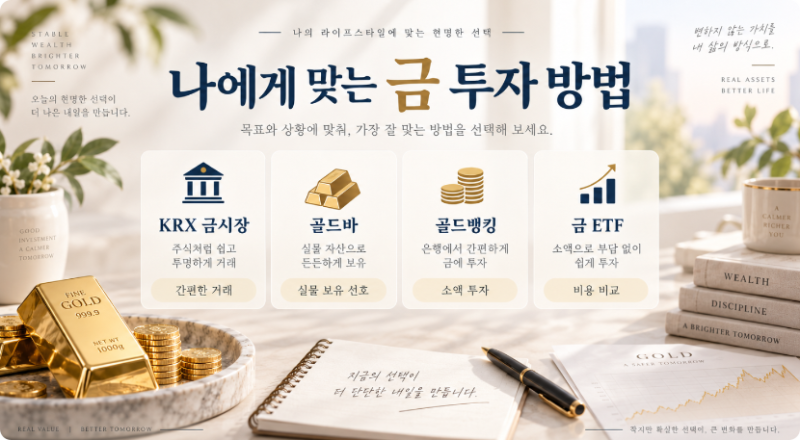 금 투자 방법 6가지｜KRX 금시장·골드바·골드뱅킹·ETF 차이 총정리