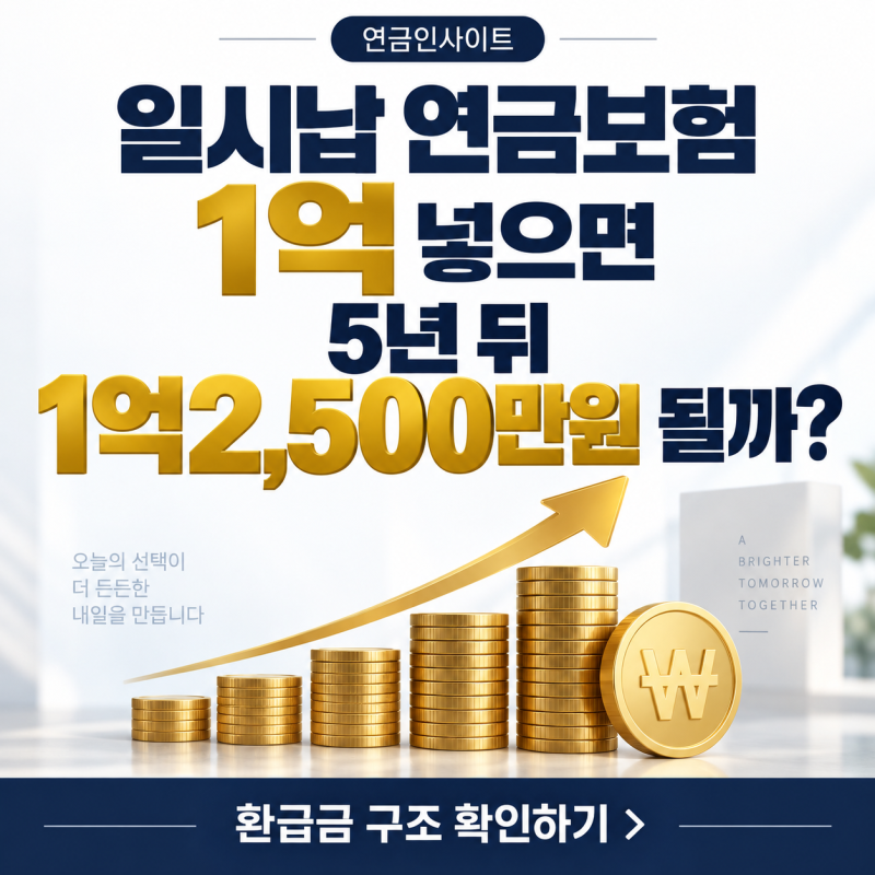 일시납 연금보험 1억 넣으면 5년 뒤 1억2,500만원 될까?