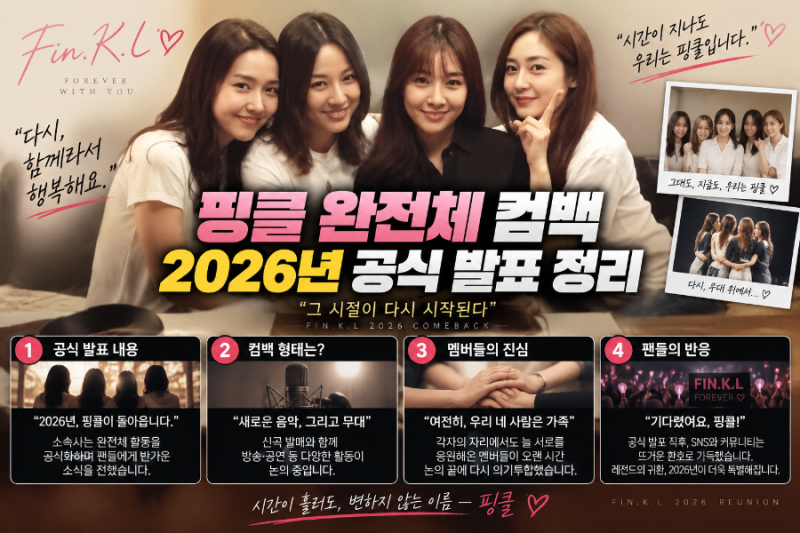 핑클 완전체 컴백, 2026년 공식 발표 정리