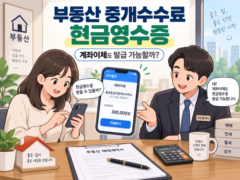 부동산 중개수수료 현금영수증｜계좌이체도 발급될까? 꼭 확인할 점