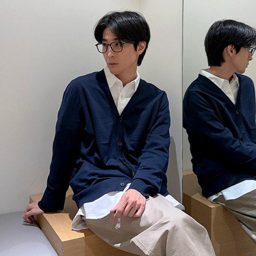 메리노 남자니트 가디건 포엣코어 가을룩 탑텐 상도점 매장