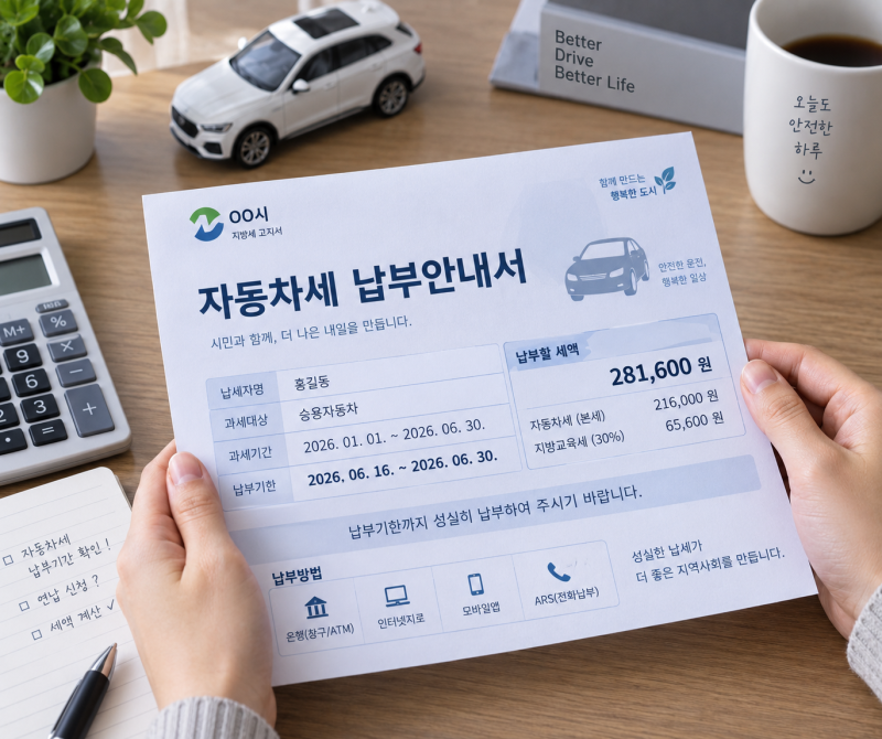 자동차세 계산방법부터 납부기간까지 한눈에 정리