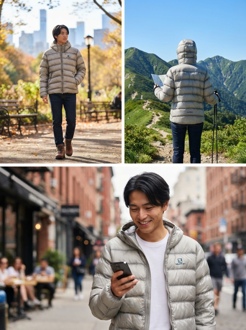 살로몬 UNI 크로스 인슐레이션 자켓 라이트 그레이, 겨울까지 활용하기 좋은 경량 패딩