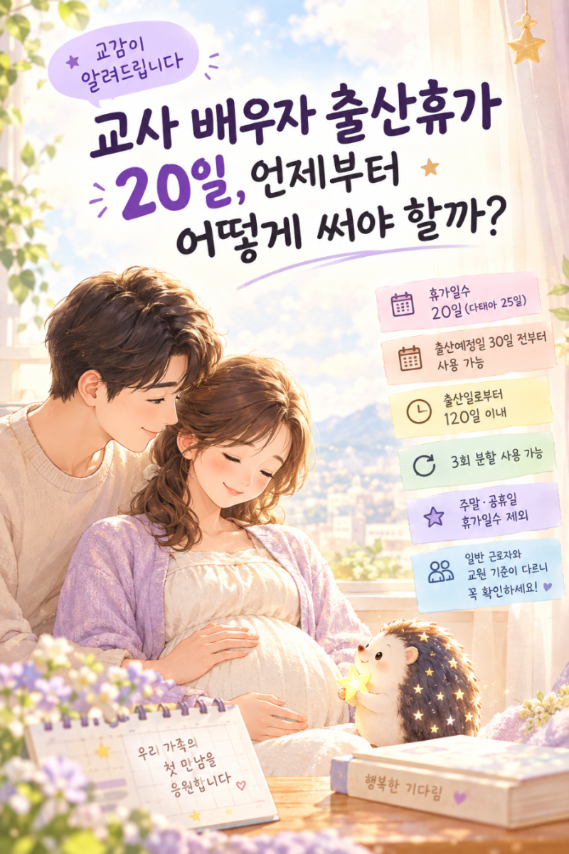 교사 배우자 출산휴가 20일, 언제부터 어떻게 써야 할까?｜교감이 알려드립니다