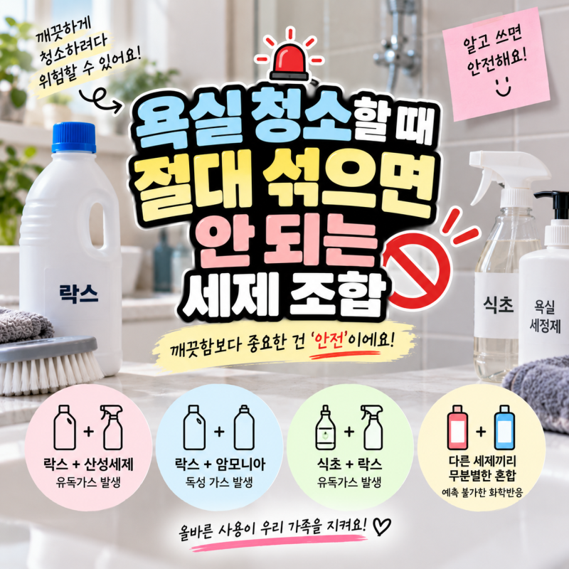욕실 청소할 때 절대 섞으면 안 되는 세제 조합 3가지