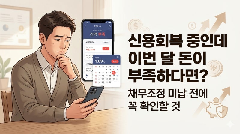 신용회복 중인데 이번 달 돈이 부족하다면? 채무조정 미납 전에 꼭 확인할 것