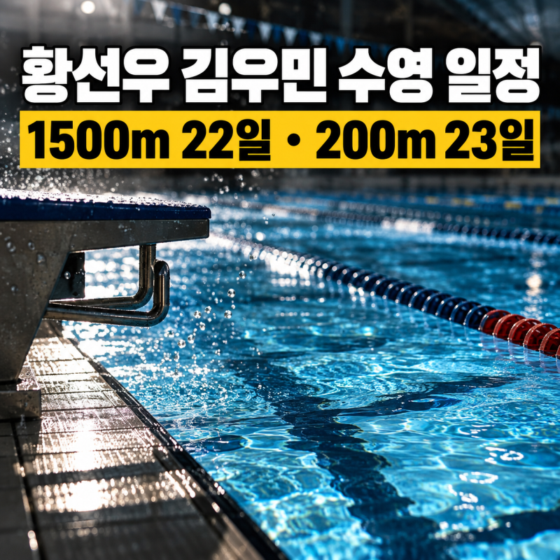 황선우 김우민 아시안게임 수영 일정, 1500m·200m·800m·400m 언제?