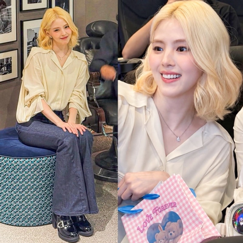 한소희 인턴 무대인사 베이지 블라우스 어디꺼? 물방울 목걸이·귀걸이 정보