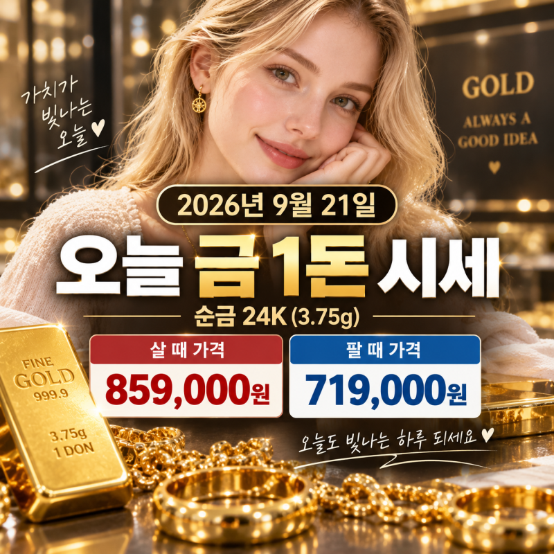 9월 21일 오늘 금시세 순금 1돈 24K 18K 14K 백금 은 가격 총정리