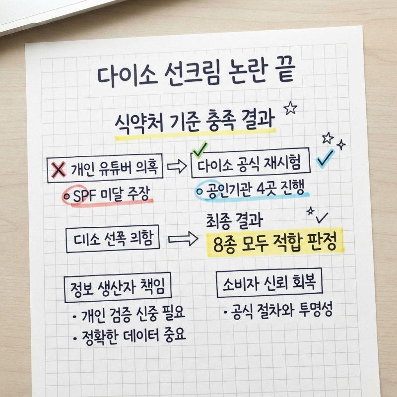 다이소 선크림 8종 논란 끝에 식약처 기준 충족 결과 받은 사연