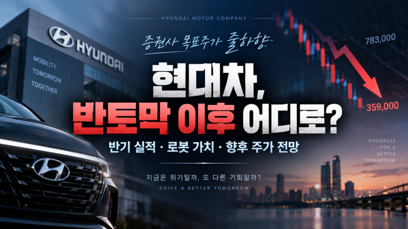 현대차 주가 78만→35만원대, 왜 반토막 났나｜증권사 목표주가 줄하향·반기 실적·로봇 가치....