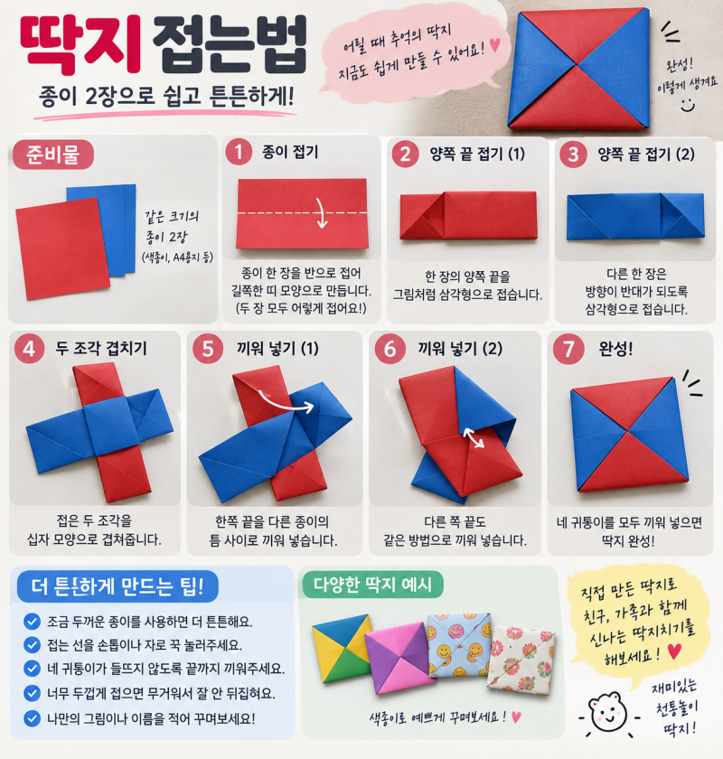 딱지 접는법｜종이딱지 쉽고 튼튼하게 접기
