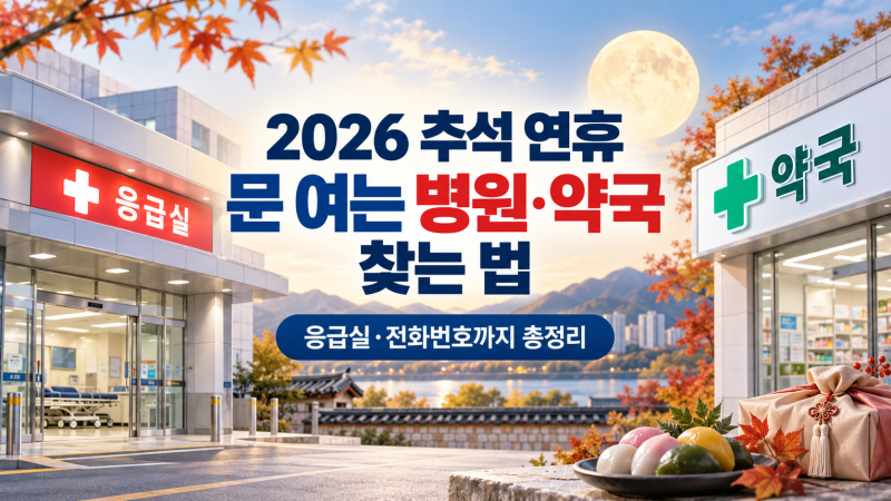 2026 추석 연휴 문 여는 병원·약국 찾는 법｜응급실·전화번호까지 총정리