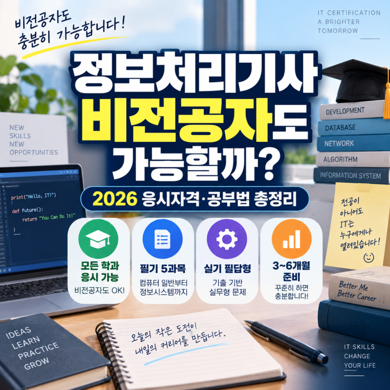 정보처리기사 비전공자도 가능할까? 2026 응시자격·난이도·공부법 총정리