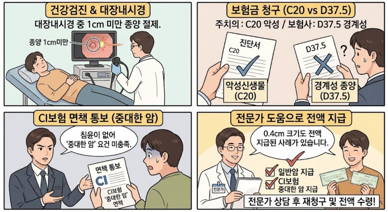 직장유암종 1cm 미만이라도 CI보험 중대한 암 전액 받을 수 있습니다