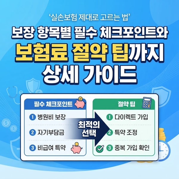 실손보험 제대로 고르는 법｜보장 항목별 필수 체크포인트와 보험료 절약 팁까지 상세 가이....