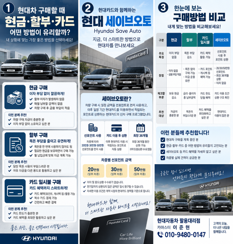 현대차 구매할 때 현금·할부·카드 중 뭐가 유리할까?