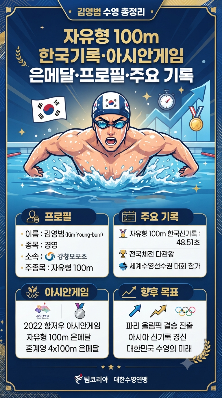 김영범 수영 총정리｜자유형 100m 한국기록·아시안게임 은메달·프로필·주요 기록