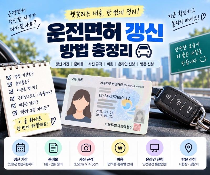 운전면허 갱신 방법 총정리｜기간·준비물·사진·온라인 신청