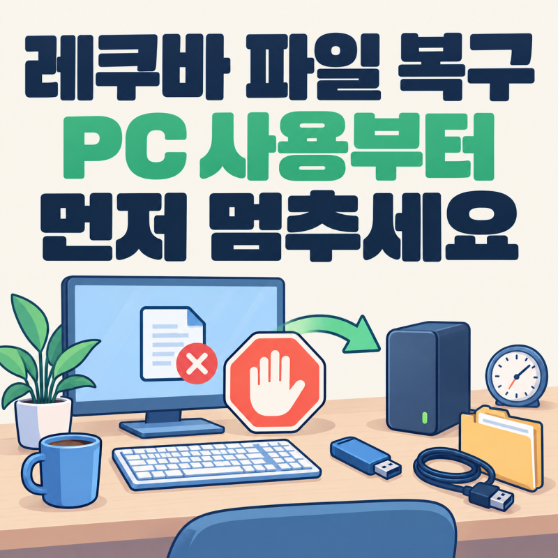 레쿠바로 삭제한 파일 복구하기, 복구 전에 PC 사용부터 멈추세요