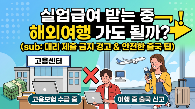 실업급여 수급 중 해외여행·출국 시 주의사항과 온라인 대리 제출 금지 경고 (2026년 기준)