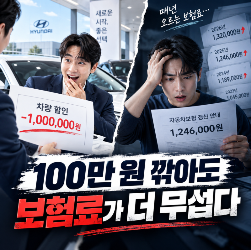 차 살 땐 100만 원 할인 따지더니, 보험료로 매년 40만 원 더 뜯기는 중 ㄷㄷㄷ