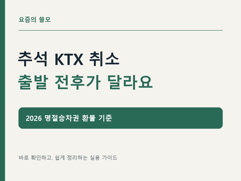 2026 추석 KTX 취소 수수료, 출발 전후 환불 기준 확인하기