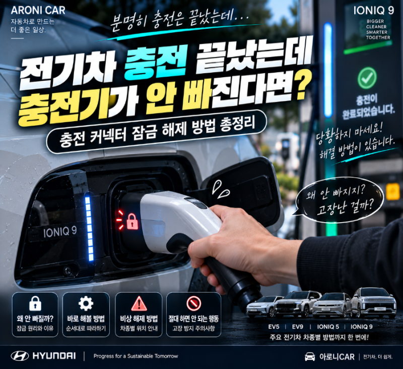 전기차 충전 끝났는데 충전기가 안 빠진다면?｜충전 커넥터 잠금 해제 방법