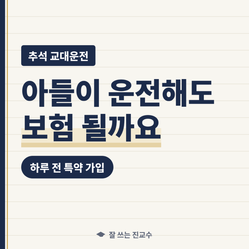 추석 운전자 확대 특약, 가족이 대신 운전하려면 출발 하루 전 가입해야 하는 이유 (2026 추석 ....